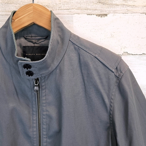 Banana Republic Men's Steel Gray Lightweight Safari Jacket Small Nylon Canvas - Picture 8 of 15